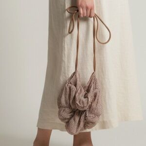 Zara Organza Gingham Neutral Nude Rond Bag
